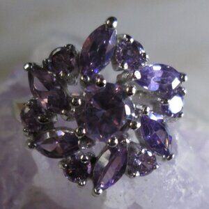 Lavender Flower Cubic Zirconia Cocktail ring